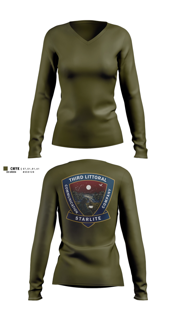 Womens Long Sleeve Vneck Shirt, 3d MLR, Communication Company, Marines, Teamtime, Team time, sublimation, custom sports apparel, team uniforms, spirit wear, spiritwear, sports uniforms, custom shirts, team store, custom team store, fundraiser sports, apparel fundraiser