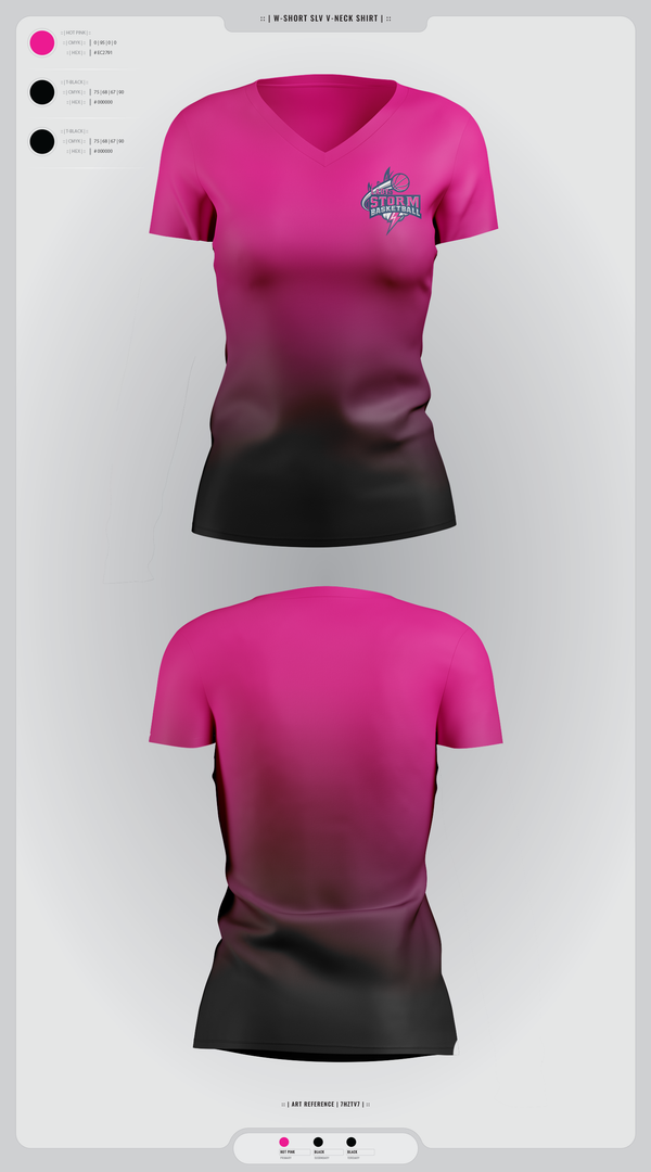 Womens Short Sleeve Vneck Shirt, Lady Storm, Women's Basketball, Teamtime, Team time, sublimation, custom sports apparel, team uniforms, spirit wear, spiritwear, sports uniforms, custom shirts, team store, custom team store, fundraiser sports, apparel fundraiser