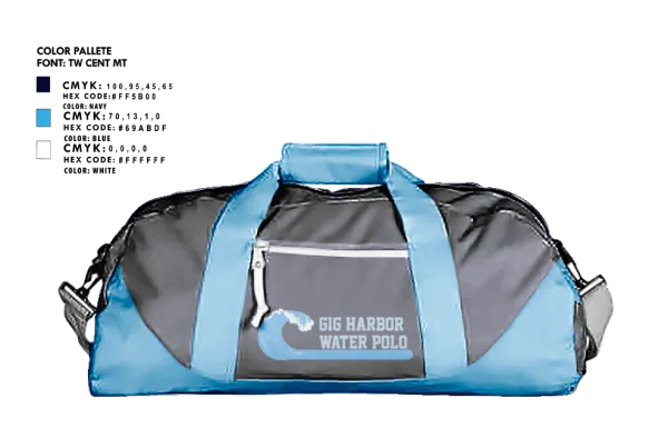 Duffle Bag, Gig Harbor Water Polo, Water Polo, Teamtime, Team time, sublimation, custom sports apparel, team uniforms, spirit wear, spiritwear, sports uniforms, custom shirts, team store, custom team store, fundraiser sports, apparel fundraiser