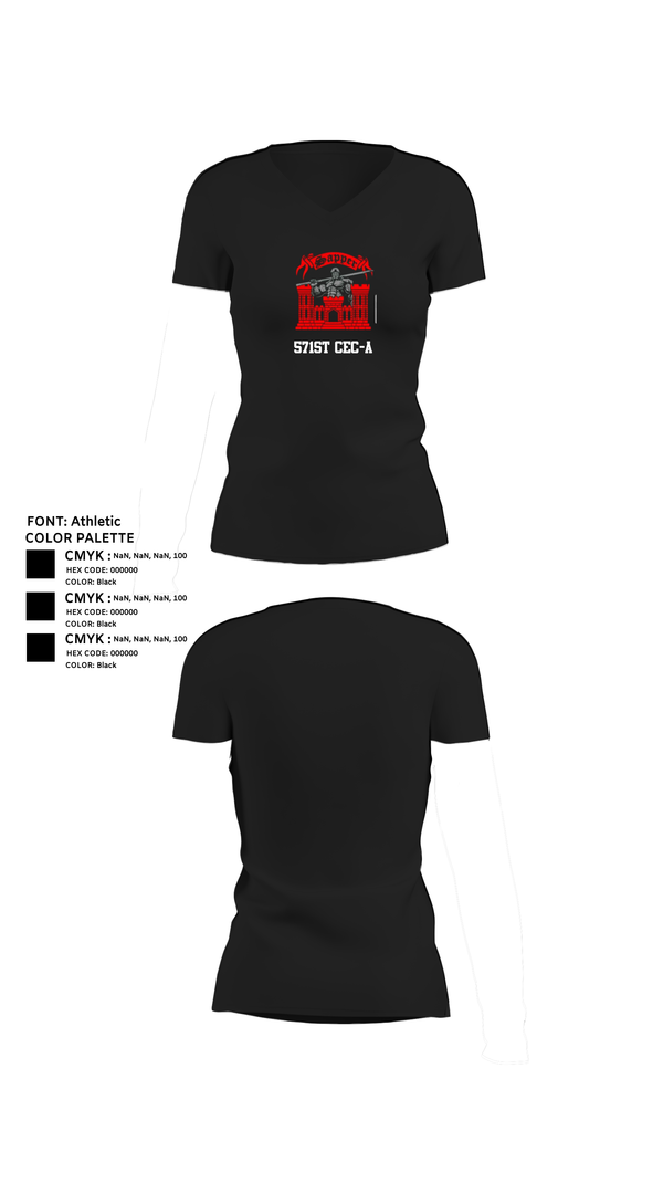 Womens Short Sleeve Vneck Shirt, 571st CEC-A, , Teamtime, Team time, sublimation, custom sports apparel, team uniforms, spirit wear, spiritwear, sports uniforms, custom shirts, team store, custom team store, fundraiser sports, apparel fundraiser