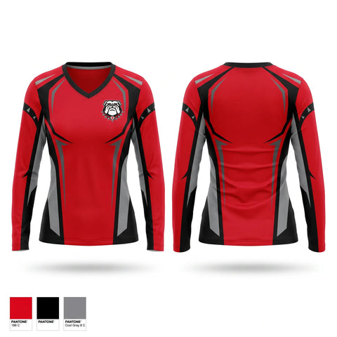 Womens Long Sleeve Vneck Shirt, Hickman County Bulldogs, , Teamtime, Team time, sublimation, custom sports apparel, team uniforms, spirit wear, spiritwear, sports uniforms, custom shirts, team store, custom team store, fundraiser sports, apparel fundraiser