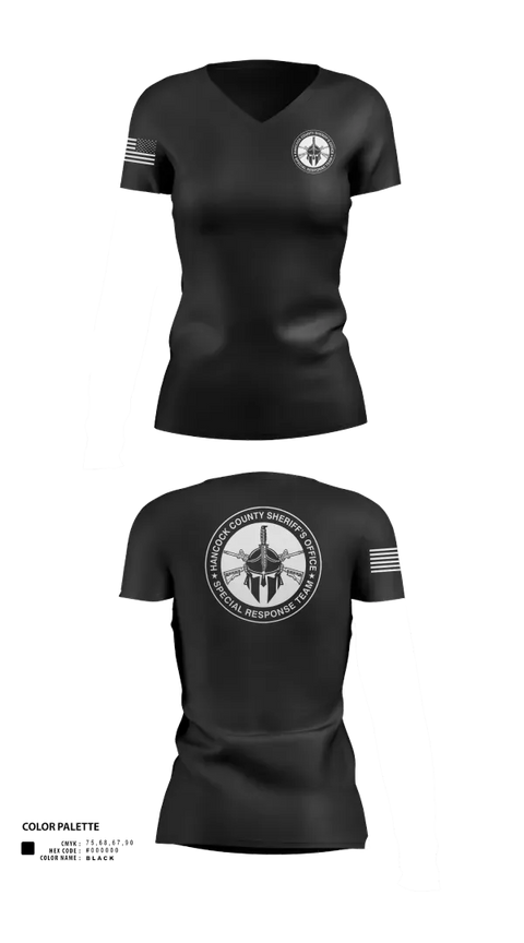 Womens Short Sleeve Vneck Shirt, Hancock County Special Response Team, Police, Teamtime, Team time, sublimation, custom sports apparel, team uniforms, spirit wear, spiritwear, sports uniforms, custom shirts, team store, custom team store, fundraiser sports, apparel fundraiser