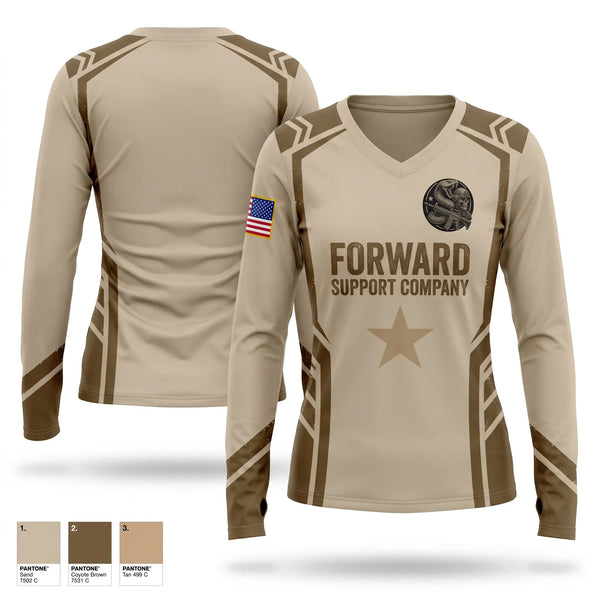Womens Long Sleeve Vneck Shirt, E.Co 250th BSB, Army, Teamtime, Team time, sublimation, custom sports apparel, team uniforms, spirit wear, spiritwear, sports uniforms, custom shirts, team store, custom team store, fundraiser sports, apparel fundraiser