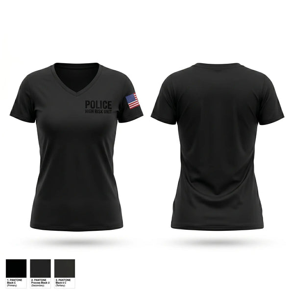 Womens Short Sleeve Vneck Shirt, Police High Risk Unit, Police, Teamtime, Team time, sublimation, custom sports apparel, team uniforms, spirit wear, spiritwear, sports uniforms, custom shirts, team store, custom team store, fundraiser sports, apparel fundraiser