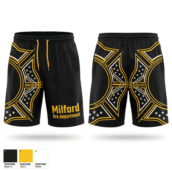 Athletic Shorts With Pockets, Milford fire department, Fire Department, Teamtime, Team time, sublimation, custom sports apparel, team uniforms, spirit wear, spiritwear, sports uniforms, custom shirts, team store, custom team store, fundraiser sports, apparel fundraiser