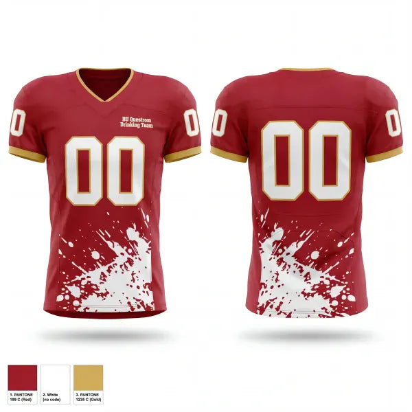 Football Jersey, BU Questrom Drinking Team, , Teamtime, Team time, sublimation, custom sports apparel, team uniforms, spirit wear, spiritwear, sports uniforms, custom shirts, team store, custom team store, fundraiser sports, apparel fundraiser