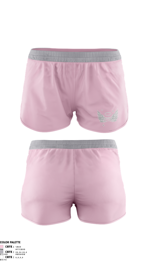 Womens Shorts, ACE Angel CHEER Elite, Cheer, Teamtime, Team time, sublimation, custom sports apparel, team uniforms, spirit wear, spiritwear, sports uniforms, custom shirts, team store, custom team store, fundraiser sports, apparel fundraiser