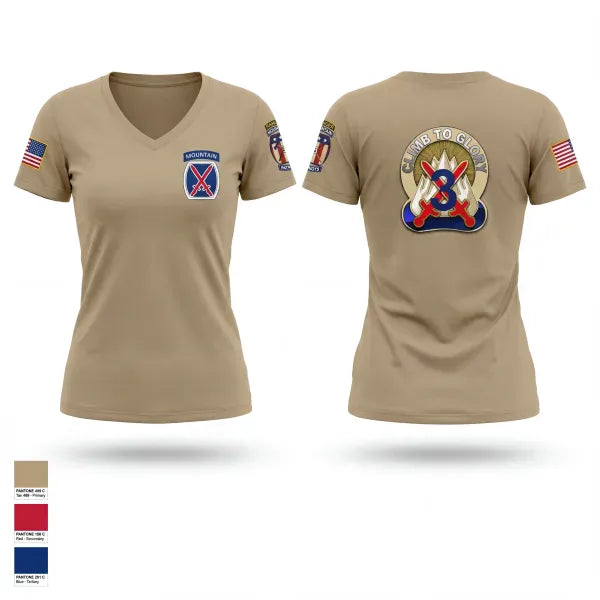 Womens Short Sleeve Vneck Shirt, 3rd Brigade, 10th Mountain Division, Army, Teamtime, Team time, sublimation, custom sports apparel, team uniforms, spirit wear, spiritwear, sports uniforms, custom shirts, team store, custom team store, fundraiser sports, apparel fundraiser
