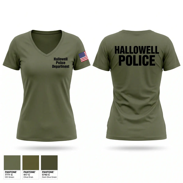 Womens Short Sleeve Vneck Shirt, Hallowell Police Department, Police, Teamtime, Team time, sublimation, custom sports apparel, team uniforms, spirit wear, spiritwear, sports uniforms, custom shirts, team store, custom team store, fundraiser sports, apparel fundraiser
