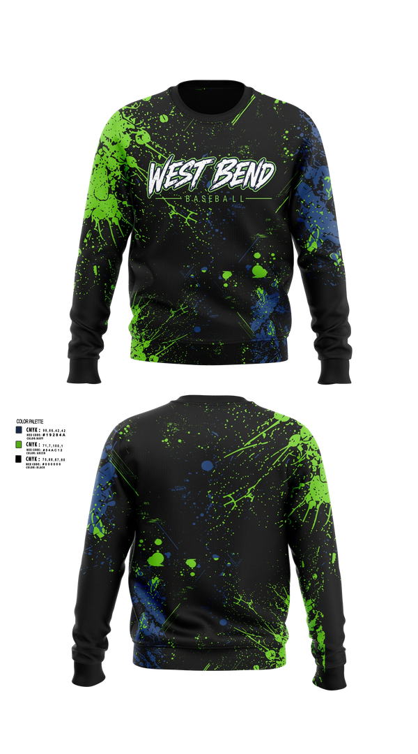 Crew Neck Sweatshirt, West bend bulldogs, Baseball, Teamtime, Team time, sublimation, custom sports apparel, team uniforms, spirit wear, spiritwear, sports uniforms, custom shirts, team store, custom team store, fundraiser sports, apparel fundraiser