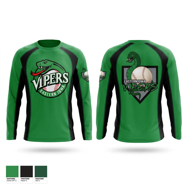 Long Sleeve Performance Shirt, Eastern Iowa Vipers, Baseball, Teamtime, Team time, sublimation, custom sports apparel, team uniforms, spirit wear, spiritwear, sports uniforms, custom shirts, team store, custom team store, fundraiser sports, apparel fundraiser