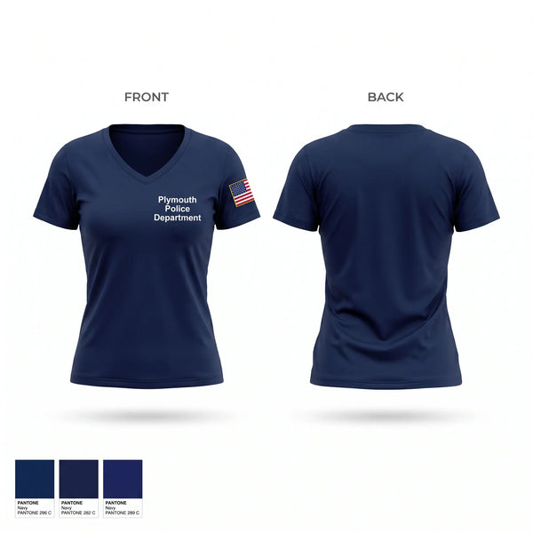 Womens Short Sleeve Vneck Shirt, Plymouth Police Department, Police, Teamtime, Team time, sublimation, custom sports apparel, team uniforms, spirit wear, spiritwear, sports uniforms, custom shirts, team store, custom team store, fundraiser sports, apparel fundraiser