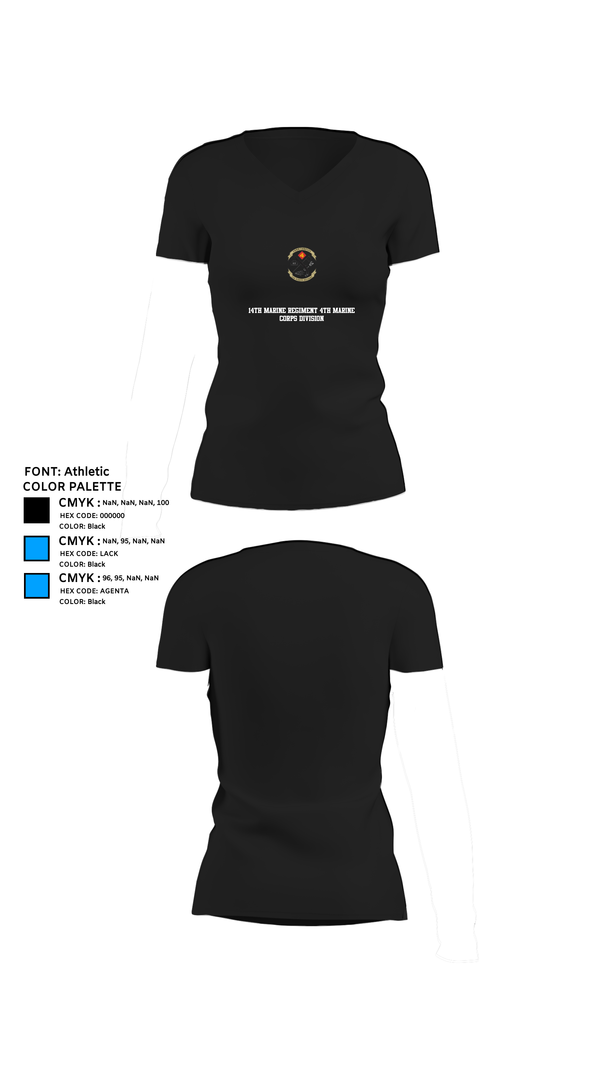Womens Short Sleeve Vneck Shirt, 14th Marine regiment 4th Marine corps division, , Teamtime, Team time, sublimation, custom sports apparel, team uniforms, spirit wear, spiritwear, sports uniforms, custom shirts, team store, custom team store, fundraiser sports, apparel fundraiser