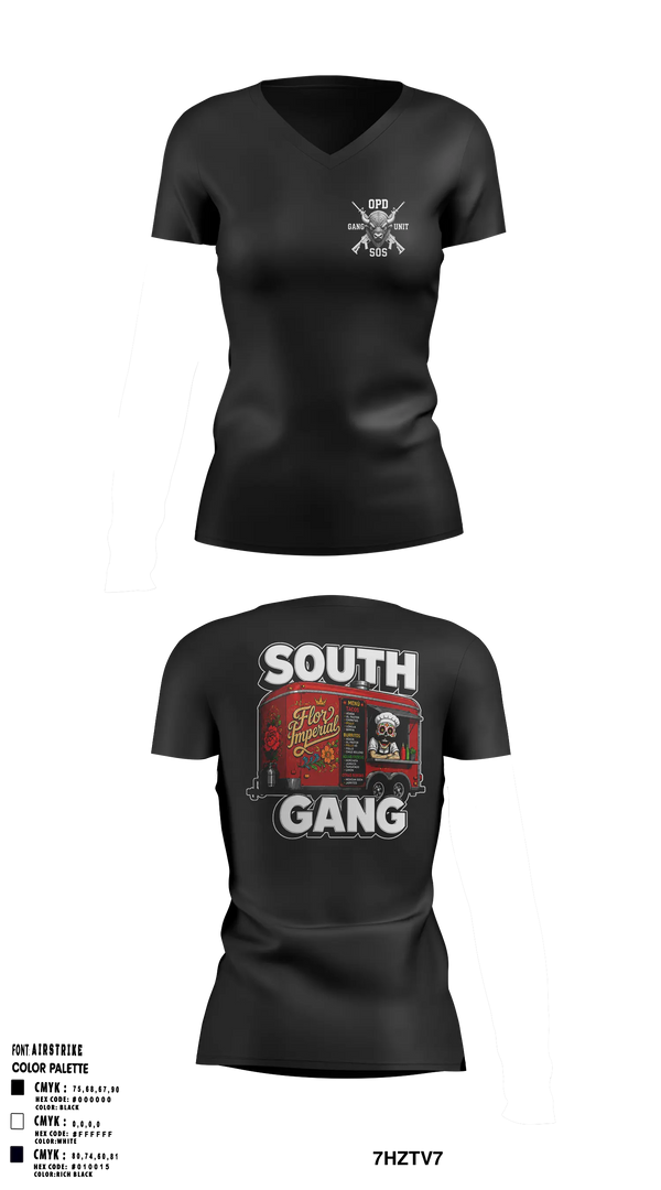 Womens Short Sleeve Vneck Shirt, South Gang Unit, Police, Teamtime, Team time, sublimation, custom sports apparel, team uniforms, spirit wear, spiritwear, sports uniforms, custom shirts, team store, custom team store, fundraiser sports, apparel fundraiser