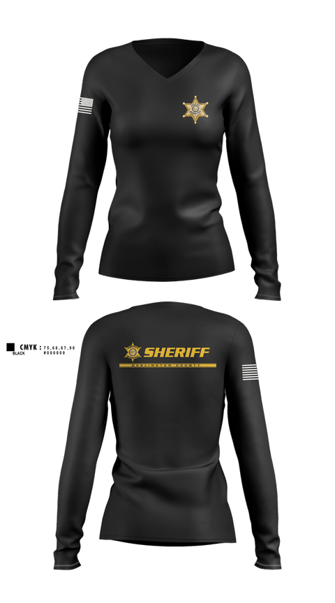Womens Long Sleeve Vneck Shirt, Darlington County Sheriffs Office, Police, Teamtime, Team time, sublimation, custom sports apparel, team uniforms, spirit wear, spiritwear, sports uniforms, custom shirts, team store, custom team store, fundraiser sports, apparel fundraiser