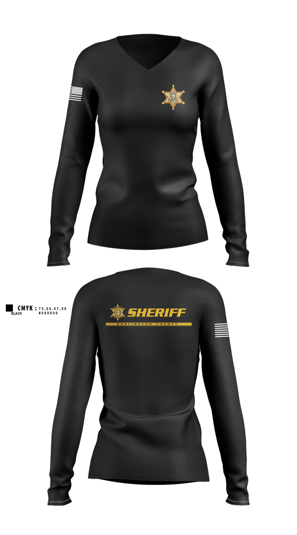 Womens Long Sleeve Vneck Shirt, Darlington County Sheriffs Office, Police, Teamtime, Team time, sublimation, custom sports apparel, team uniforms, spirit wear, spiritwear, sports uniforms, custom shirts, team store, custom team store, fundraiser sports, apparel fundraiser