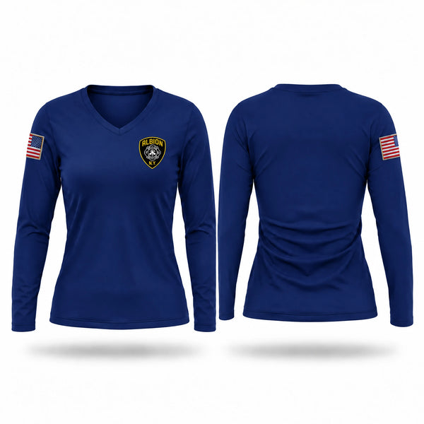 Womens Long Sleeve Vneck Shirt, Afd, Fire Department, Teamtime, Team time, sublimation, custom sports apparel, team uniforms, spirit wear, spiritwear, sports uniforms, custom shirts, team store, custom team store, fundraiser sports, apparel fundraiser