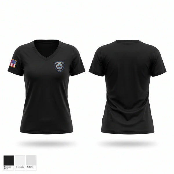 Womens Short Sleeve Vneck Shirt, Lower Elwha Police Department, Police, Teamtime, Team time, sublimation, custom sports apparel, team uniforms, spirit wear, spiritwear, sports uniforms, custom shirts, team store, custom team store, fundraiser sports, apparel fundraiser