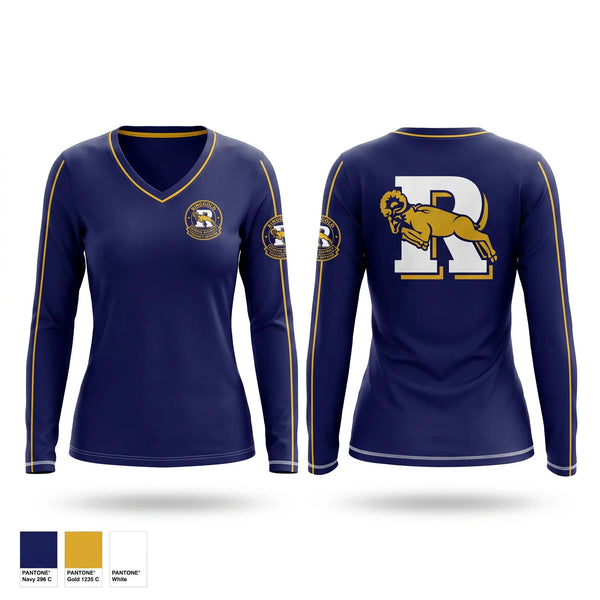 Womens Long Sleeve Vneck Shirt, Ringgold School District, , Teamtime, Team time, sublimation, custom sports apparel, team uniforms, spirit wear, spiritwear, sports uniforms, custom shirts, team store, custom team store, fundraiser sports, apparel fundraiser