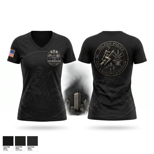 Womens Short Sleeve Vneck Shirt, Vice Narcotics, Police, Teamtime, Team time, sublimation, custom sports apparel, team uniforms, spirit wear, spiritwear, sports uniforms, custom shirts, team store, custom team store, fundraiser sports, apparel fundraiser