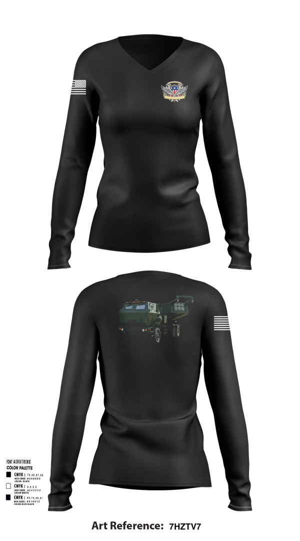 Womens Long Sleeve Vneck Shirt, 182nd Field Artillery, Army, Teamtime, Team time, sublimation, custom sports apparel, team uniforms, spirit wear, spiritwear, sports uniforms, custom shirts, team store, custom team store, fundraiser sports, apparel fundraiser