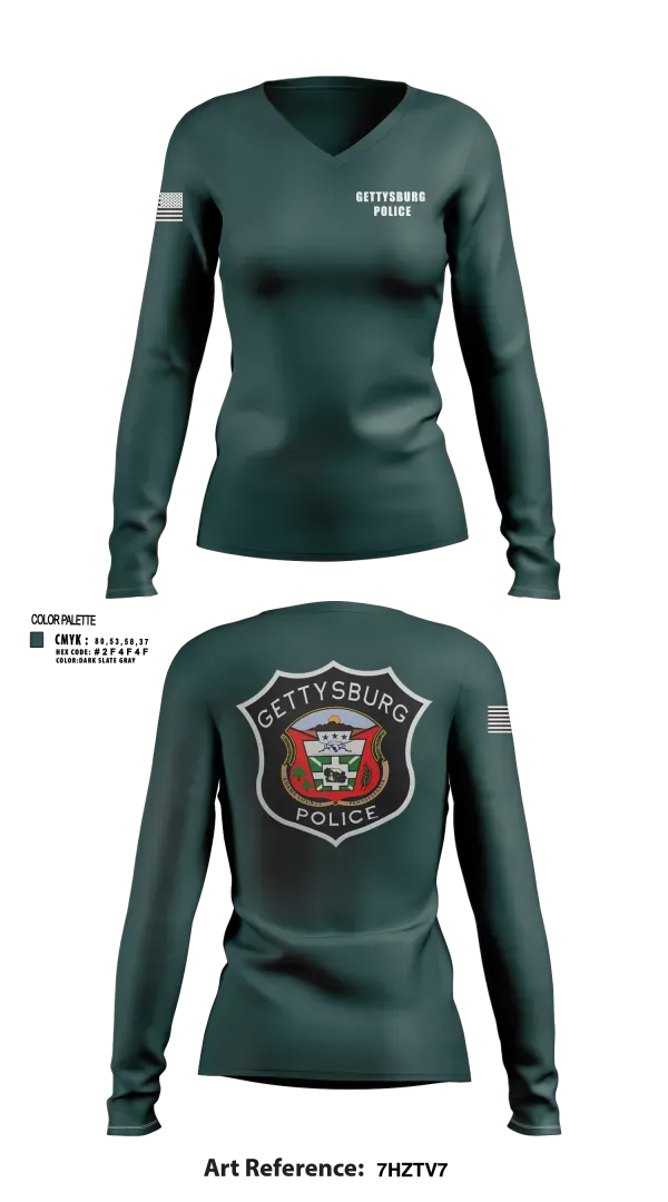 Womens Long Sleeve Vneck Shirt, Gettysburg Police, Police, Teamtime, Team time, sublimation, custom sports apparel, team uniforms, spirit wear, spiritwear, sports uniforms, custom shirts, team store, custom team store, fundraiser sports, apparel fundraiser