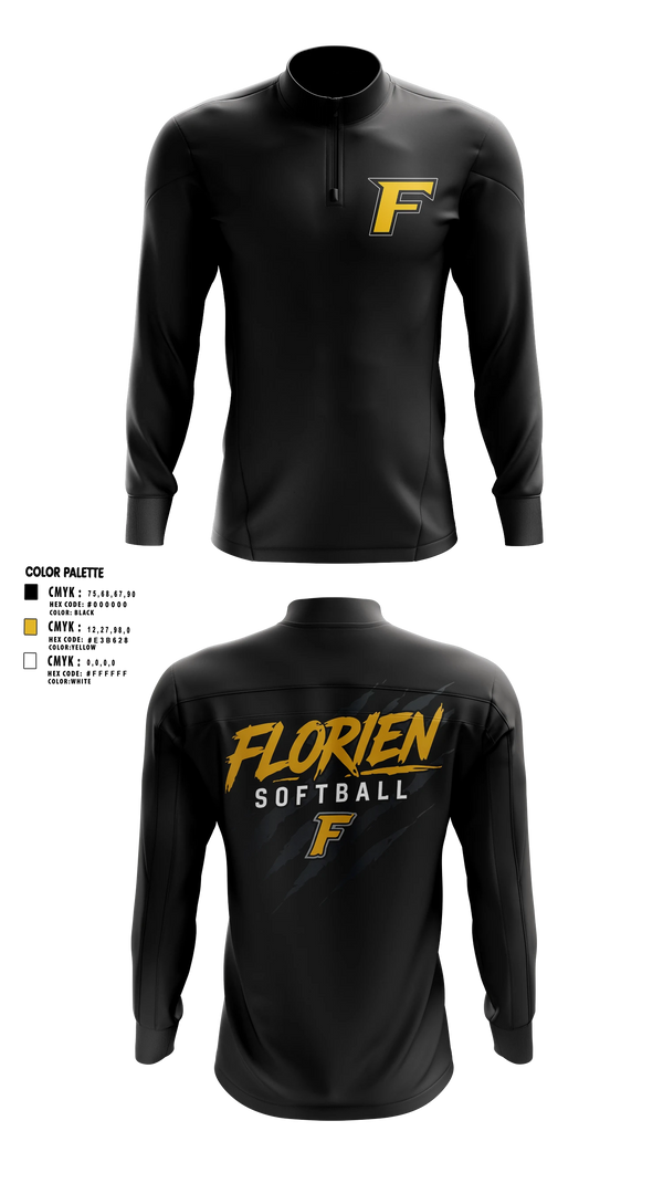 Quarter Zip Jacket, Florien Blackcats, Softball, Teamtime, Team time, sublimation, custom sports apparel, team uniforms, spirit wear, spiritwear, sports uniforms, custom shirts, team store, custom team store, fundraiser sports, apparel fundraiser