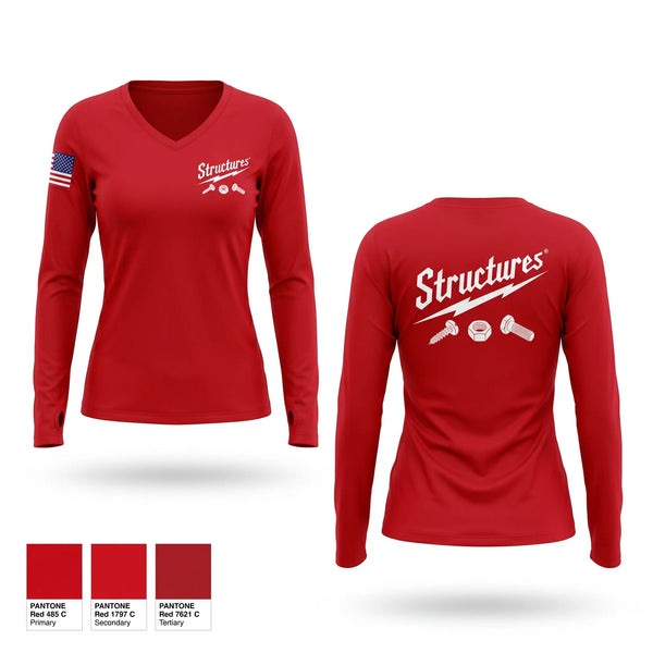 Womens Long Sleeve Vneck Shirt, 356 EPBS, Air Force, Teamtime, Team time, sublimation, custom sports apparel, team uniforms, spirit wear, spiritwear, sports uniforms, custom shirts, team store, custom team store, fundraiser sports, apparel fundraiser
