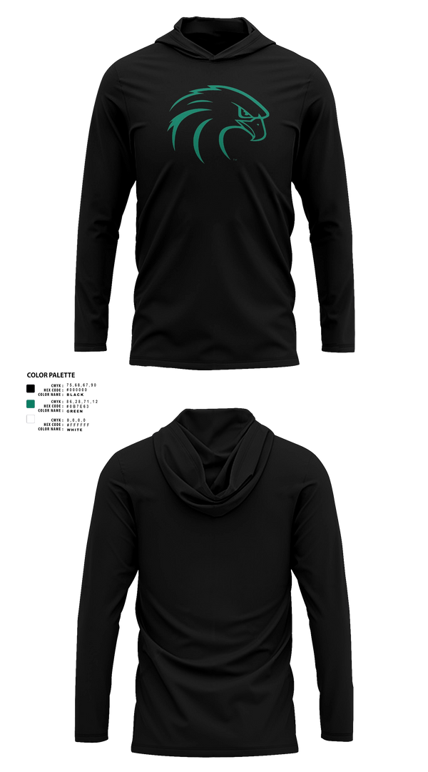 Long Sleeve Hooded Sun Shirt, NSU Riverhawks Football, , Teamtime, Team time, sublimation, custom sports apparel, team uniforms, spirit wear, spiritwear, sports uniforms, custom shirts, team store, custom team store, fundraiser sports, apparel fundraiser
