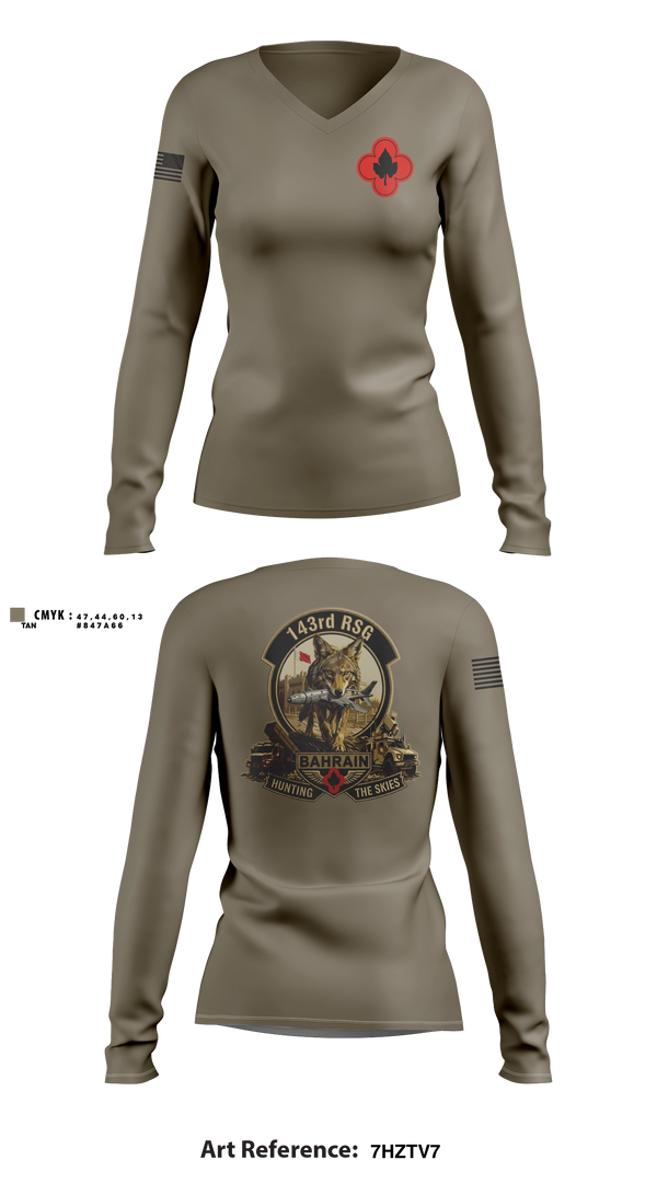 Womens Long Sleeve Vneck Shirt, 143rd RSG (TF INTEGRATOR), Army, Teamtime, Team time, sublimation, custom sports apparel, team uniforms, spirit wear, spiritwear, sports uniforms, custom shirts, team store, custom team store, fundraiser sports, apparel fundraiser