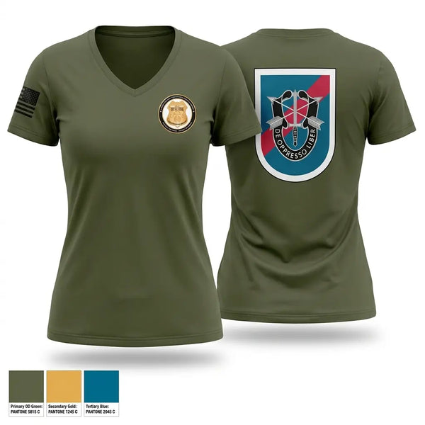 Womens Short Sleeve Vneck Shirt, 3/20th Special Forces Group, Army, Teamtime, Team time, sublimation, custom sports apparel, team uniforms, spirit wear, spiritwear, sports uniforms, custom shirts, team store, custom team store, fundraiser sports, apparel fundraiser