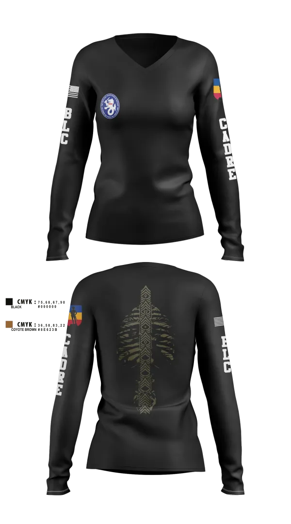 Womens Long Sleeve Vneck Shirt, 1st BN 515th RTI, Army, Teamtime, Team time, sublimation, custom sports apparel, team uniforms, spirit wear, spiritwear, sports uniforms, custom shirts, team store, custom team store, fundraiser sports, apparel fundraiser