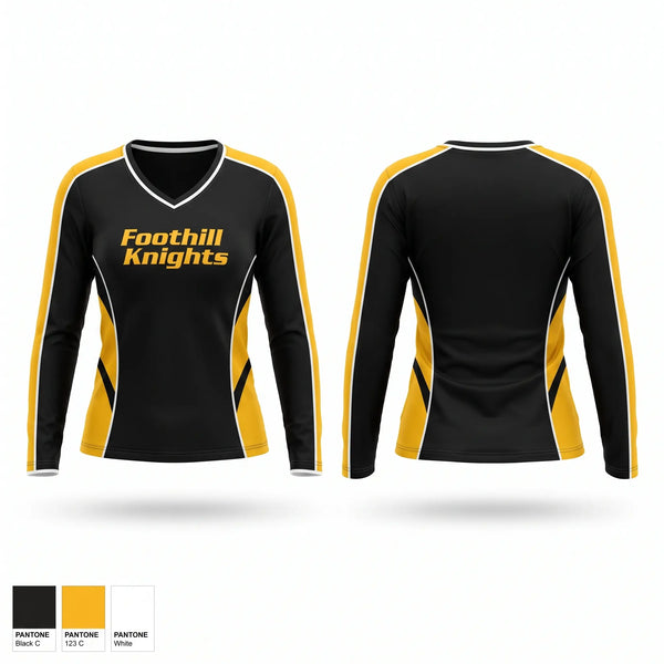 Womens Long Sleeve Vneck Shirt, Foothill Knights, Wrestling, Teamtime, Team time, sublimation, custom sports apparel, team uniforms, spirit wear, spiritwear, sports uniforms, custom shirts, team store, custom team store, fundraiser sports, apparel fundraiser