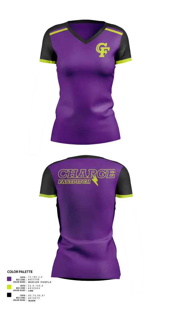 Womens Short Sleeve Vneck Shirt, Charge Fastpitch, Softball, Teamtime, Team time, sublimation, custom sports apparel, team uniforms, spirit wear, spiritwear, sports uniforms, custom shirts, team store, custom team store, fundraiser sports, apparel fundraiser