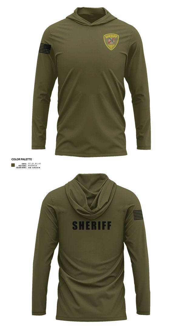 Long Sleeve hooded sunshirt, Comanche County Sheriffs Office, Police, Teamtime, Team time, sublimation, custom sports apparel, team uniforms, spirit wear, spiritwear, sports uniforms, custom shirts, team store, custom team store, fundraiser sports, apparel fundraiser