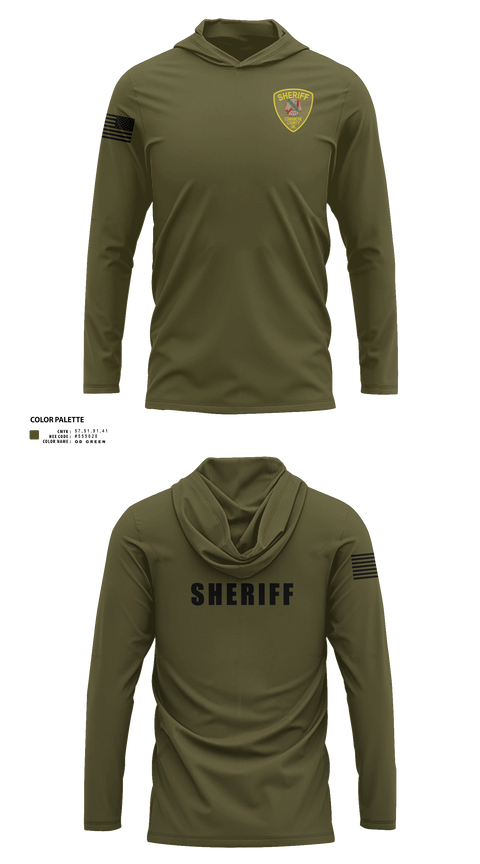 Long Sleeve hooded sunshirt, Comanche County Sheriffs Office, Police, Teamtime, Team time, sublimation, custom sports apparel, team uniforms, spirit wear, spiritwear, sports uniforms, custom shirts, team store, custom team store, fundraiser sports, apparel fundraiser