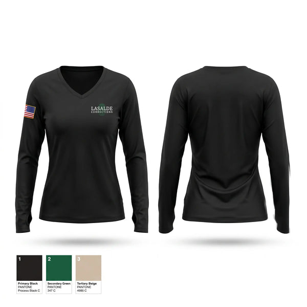 Womens Long Sleeve Vneck Shirt, Lasalle, Police, Teamtime, Team time, sublimation, custom sports apparel, team uniforms, spirit wear, spiritwear, sports uniforms, custom shirts, team store, custom team store, fundraiser sports, apparel fundraiser