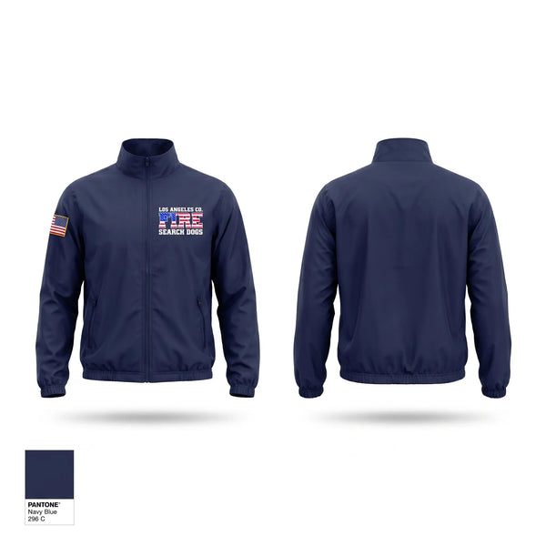 Windbreaker, La County Fire Search Dogs, Fire Department, Teamtime, Team time, sublimation, custom sports apparel, team uniforms, spirit wear, spiritwear, sports uniforms, custom shirts, team store, custom team store, fundraiser sports, apparel fundraiser