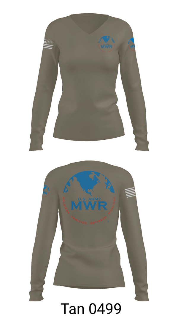 Womens Long Sleeve Vneck Shirt, FAMILY AND MORALE, WELFARE AND RECREATION, , Teamtime, Team time, sublimation, custom sports apparel, team uniforms, spirit wear, spiritwear, sports uniforms, custom shirts, team store, custom team store, fundraiser sports, apparel fundraiser