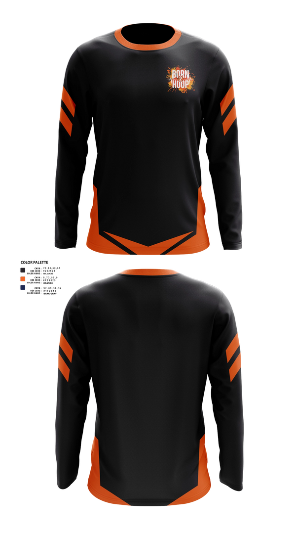Long Sleeve Performance Shirt, BORN 2 HOOP, Men's Basketball, Teamtime, Team time, sublimation, custom sports apparel, team uniforms, spirit wear, spiritwear, sports uniforms, custom shirts, team store, custom team store, fundraiser sports, apparel fundraiser