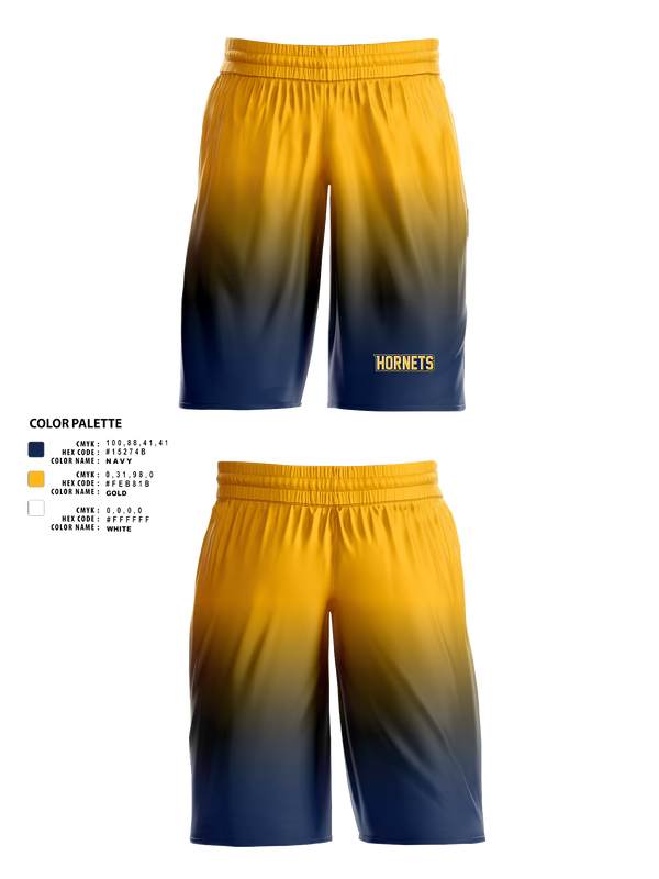 Womens Basketball Shorts, Harpursville Hornets, Women's Basketball, Teamtime, Team time, sublimation, custom sports apparel, team uniforms, spirit wear, spiritwear, sports uniforms, custom shirts, team store, custom team store, fundraiser sports, apparel fundraiser
