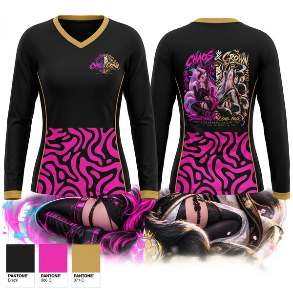 Womens Long Sleeve Vneck Shirt, Cu blood&moon, E-Sports, Teamtime, Team time, sublimation, custom sports apparel, team uniforms, spirit wear, spiritwear, sports uniforms, custom shirts, team store, custom team store, fundraiser sports, apparel fundraiser
