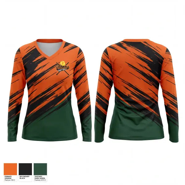 Womens Long Sleeve Vneck Shirt, Taconic Hills Senior High School Softball, Softball, Teamtime, Team time, sublimation, custom sports apparel, team uniforms, spirit wear, spiritwear, sports uniforms, custom shirts, team store, custom team store, fundraiser sports, apparel fundraiser