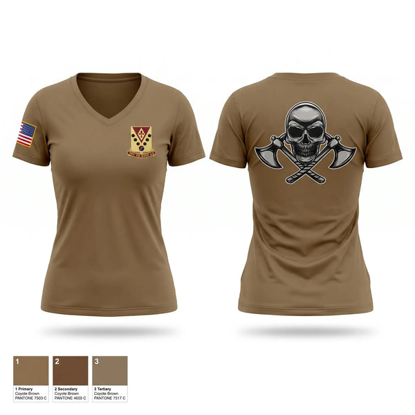 Womens Short Sleeve Vneck Shirt, 2-142 FA B BTRY, Army, Teamtime, Team time, sublimation, custom sports apparel, team uniforms, spirit wear, spiritwear, sports uniforms, custom shirts, team store, custom team store, fundraiser sports, apparel fundraiser