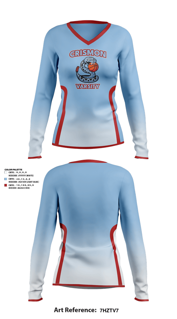 Womens Long Sleeve Vneck Shirt, Crismon Rattlers, Women's Basketball, Teamtime, Team time, sublimation, custom sports apparel, team uniforms, spirit wear, spiritwear, sports uniforms, custom shirts, team store, custom team store, fundraiser sports, apparel fundraiser