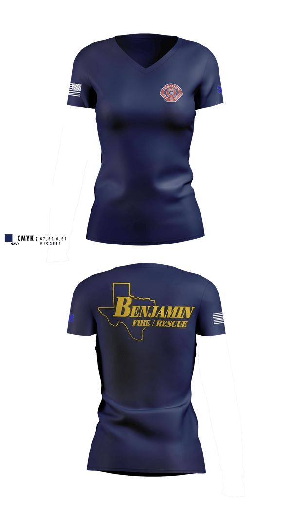 Womens Short Sleeve Vneck Shirt, Benjamin Fire Department, Fire Department, Teamtime, Team time, sublimation, custom sports apparel, team uniforms, spirit wear, spiritwear, sports uniforms, custom shirts, team store, custom team store, fundraiser sports, apparel fundraiser