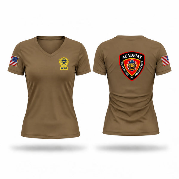 Womens Short Sleeve Vneck Shirt, Worldwide Firefighter, Fire Department, Teamtime, Team time, sublimation, custom sports apparel, team uniforms, spirit wear, spiritwear, sports uniforms, custom shirts, team store, custom team store, fundraiser sports, apparel fundraiser