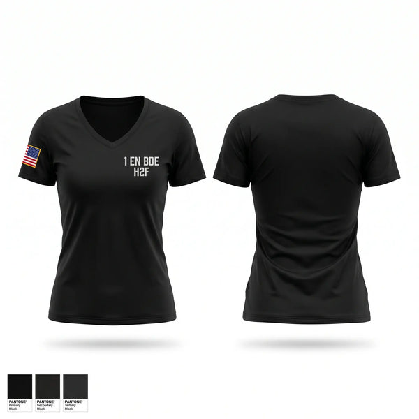 Womens Short Sleeve Vneck Shirt, 1 EN BDE H2F, Army, Teamtime, Team time, sublimation, custom sports apparel, team uniforms, spirit wear, spiritwear, sports uniforms, custom shirts, team store, custom team store, fundraiser sports, apparel fundraiser
