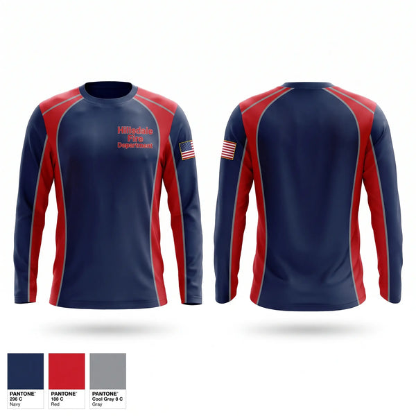 Long Sleeve Performance Shirt, Hillsdale fire department, Fire Department, Teamtime, Team time, sublimation, custom sports apparel, team uniforms, spirit wear, spiritwear, sports uniforms, custom shirts, team store, custom team store, fundraiser sports, apparel fundraiser