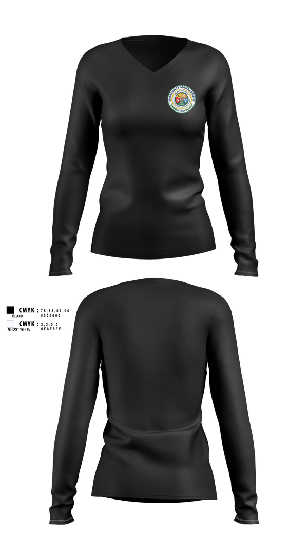 Womens Long Sleeve Vneck Shirt, CCRI Emergency Management / Emergency Operations Center, Fire Department, Teamtime, Team time, sublimation, custom sports apparel, team uniforms, spirit wear, spiritwear, sports uniforms, custom shirts, team store, custom team store, fundraiser sports, apparel fundraiser